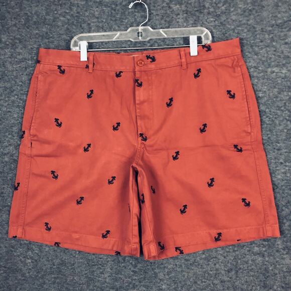 L L Bean Shorts Mens 40 Salmon Nautical Anchor Print Resort wear Sailing Beach - Picture 1 of 10